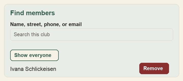 Find members with Show everyone and a Remove button