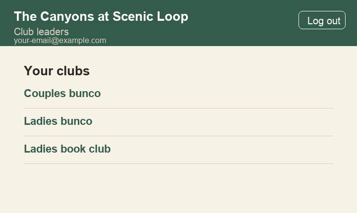 Your clubs list showing several club names